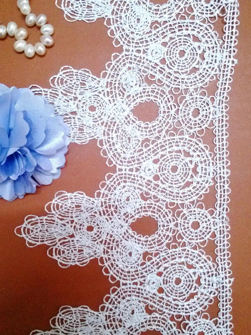 

FREE SHIPPING 12.5cm wide high quality Water Soluble White Flower Lace trimming,Clothes&Dress Accessories,XERY0100