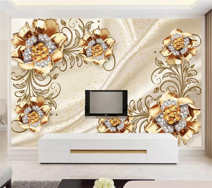 

wellyu papel de parede para quarto Custom wallpaper Original royal style jewelry flower 3D background wall papier peint