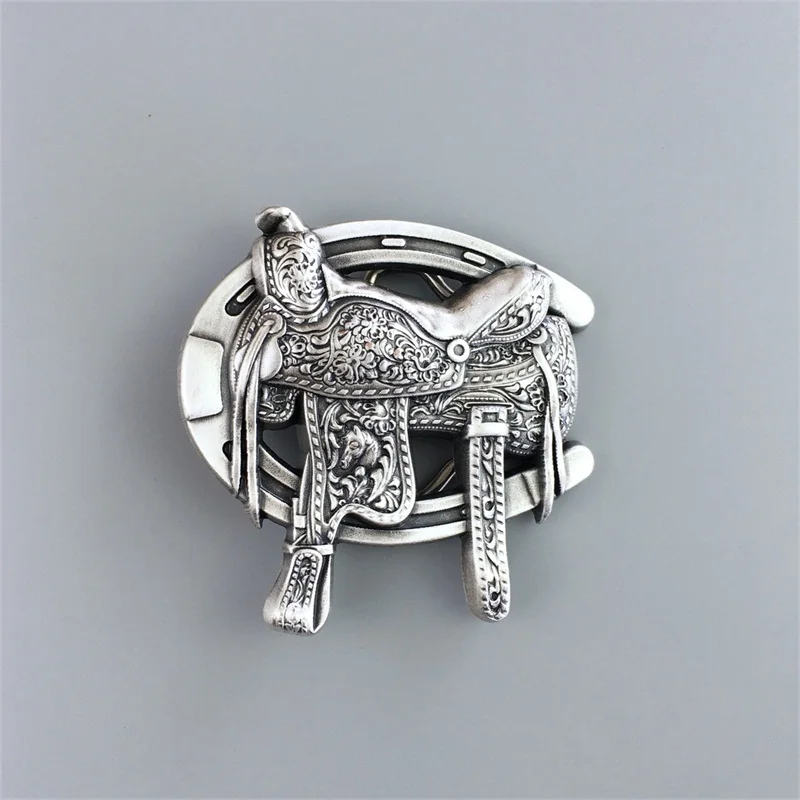 New Vintage Silver Plated Western Saddle Horse Shoe Belt Buckle also Stock in US BUCKLE-WT140SL