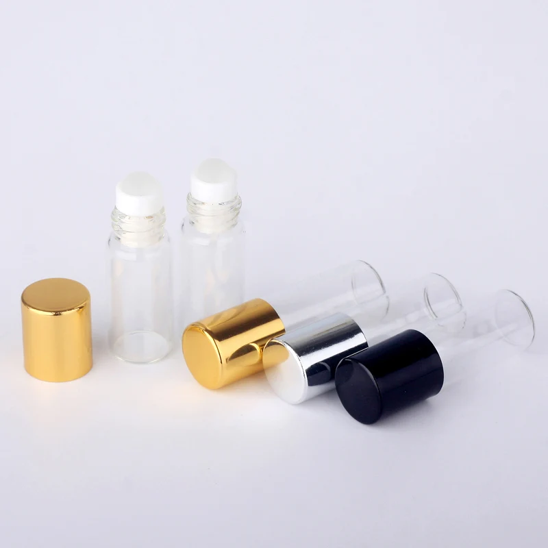 50pieces/lot 3ml Clear Roll On Roller Bottle for Essential Oils Refillable Perfume Bottle Deodorant Containers