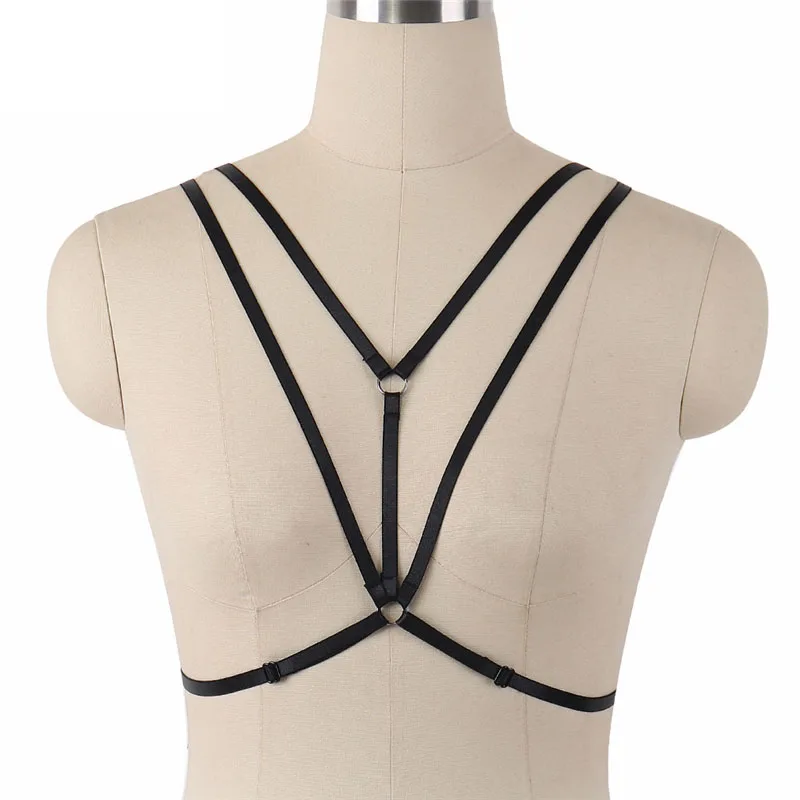 

Harajuku Body Harness Fetish Wear Cage Bra Polyester Crop Top Harness Bra Bondage Lingerie Open Chest Bra Cupless Bra O0274