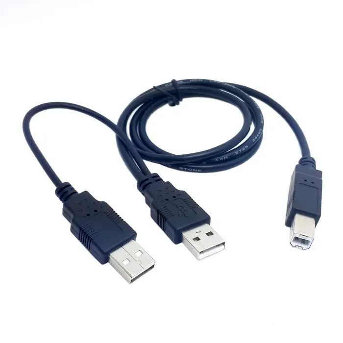 Dual USB 2.0 Male to Standard B Male Y Cable 80cm for Printer & Scanner & External Hard Disk Drive