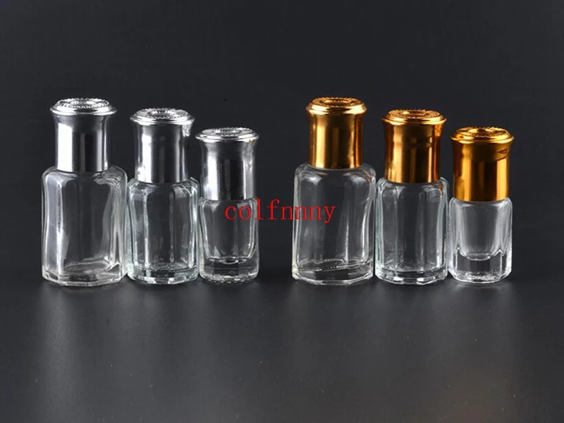 3ml 6ml 10ml 12ml garrafa de vidro octagonal com tampa de ouro, rolo na garrafa, frascos de rolo de perfume, embalagem de óleo essencial