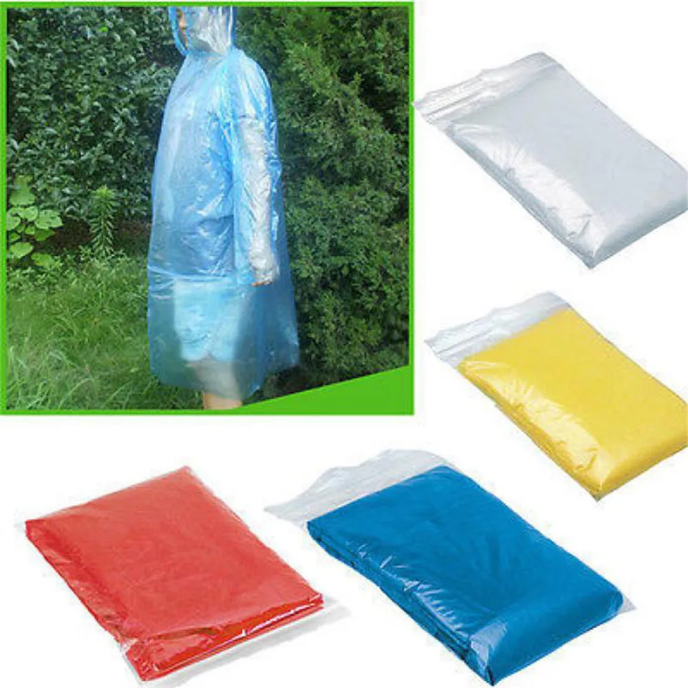 5pcs/lot Disposable Raincoat Adult Emergency Waterproof Hood Poncho Travel Camping Must Rain Coat Unisex 2019