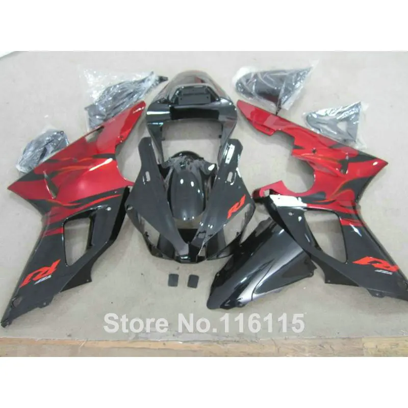 Full injection molding popular fairings set fit for YAMAHA YZF R1 02 03 red black Fairing kit  2002 2003 bodywork KN21