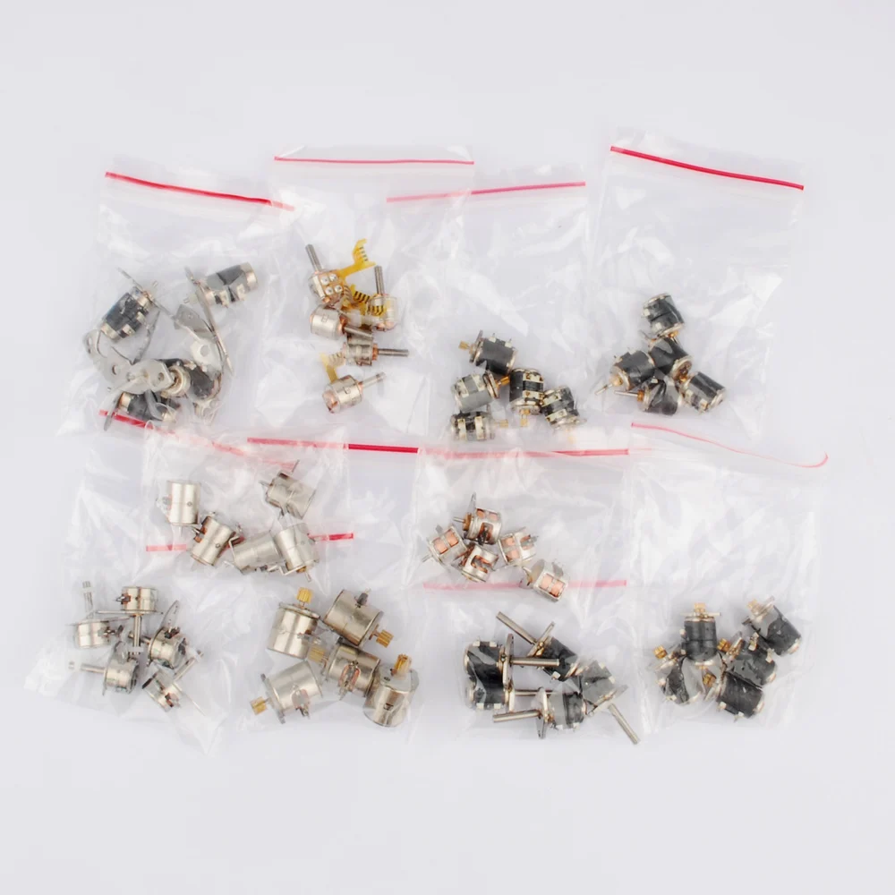 NEW 50pcs totally 5pcs each of 10 kinds  4 Wire 2 Phase dc micro stepper motor Mini stepper motor Assorted with Plastic box