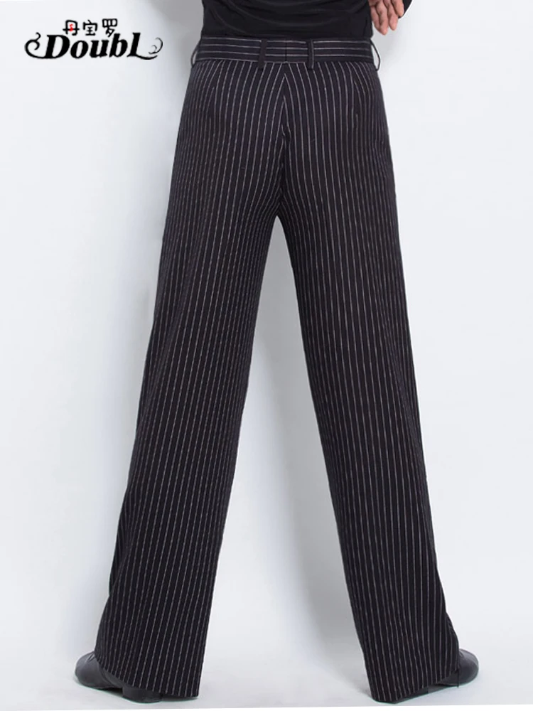 Male Dance Practice Pants Men Latin Ballroom Dance Performance Trousers Square Modern National Standard Stripe Costumes H689