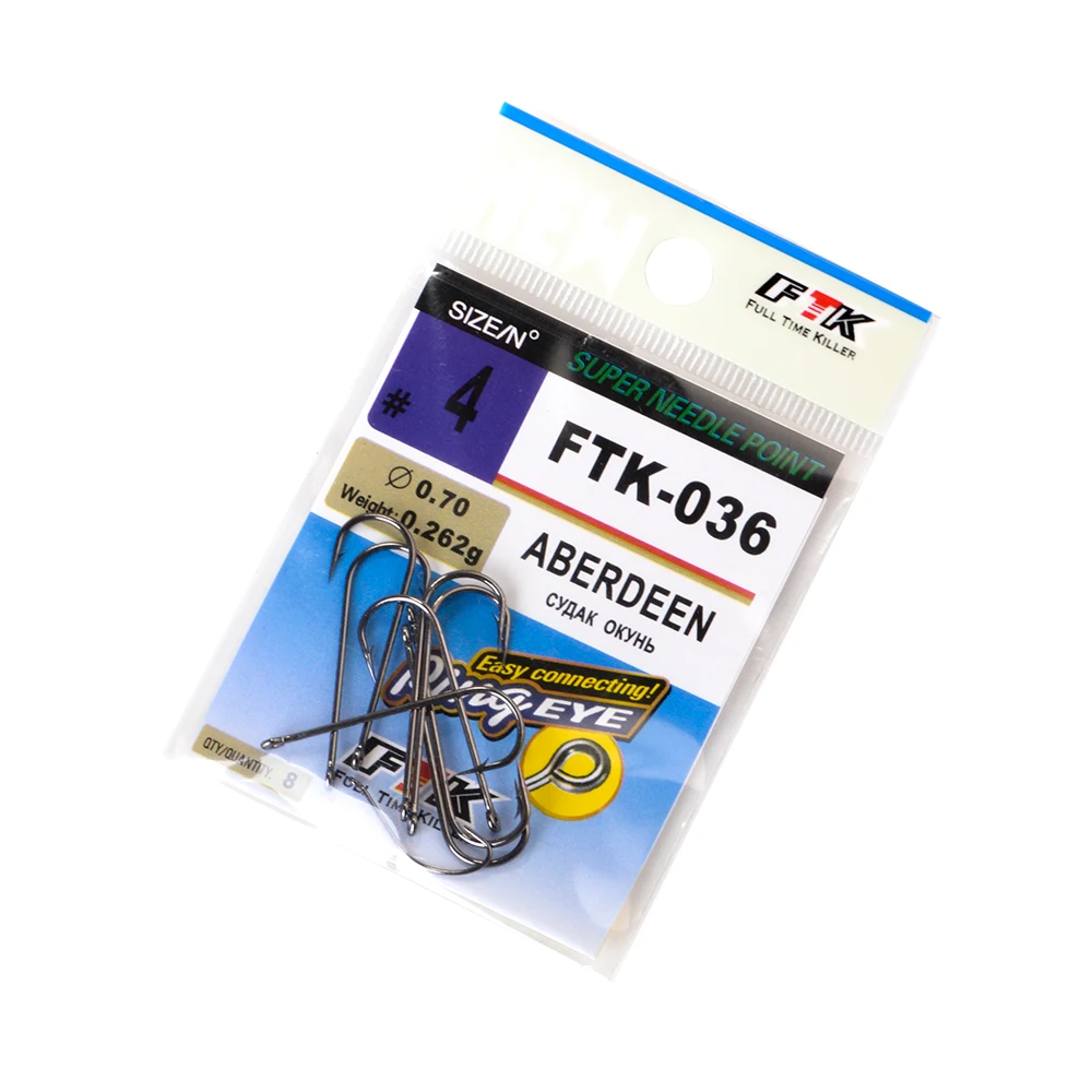 FTK Classic ABERDEEN Sea Fishing Hooks From Japan Ringed Eye High Carbon Steel 5-9Pcs/Pack Size 1-10# 1/0-4/0# Needle Point view 5
