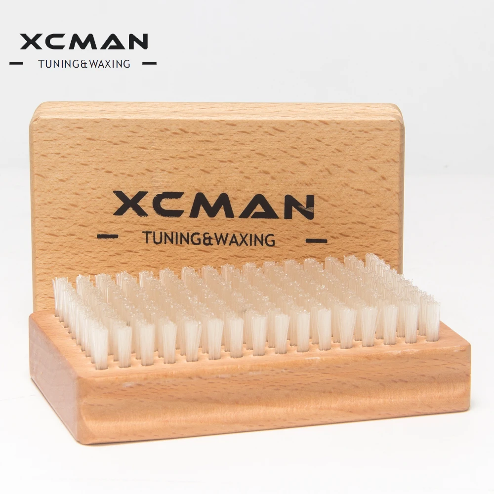 XCMAN Ski Waxing Nylon Brush Tools With Nice Nature Beech Wood