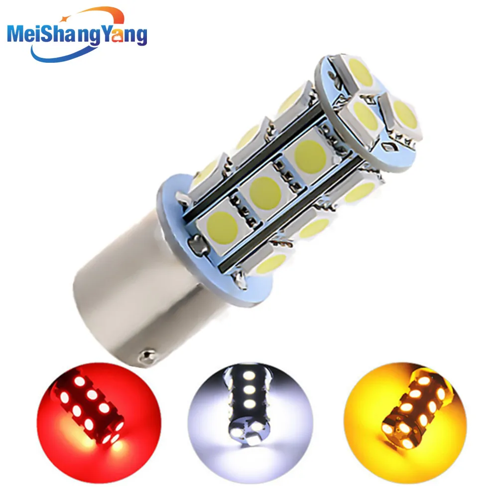 

1156 BA15S 18 SMD 5050 красный, белый, желтый светодиодные автомобильные лампы p21w R5W поворотные сигнальные задние фонари Автомобильный источник свет...