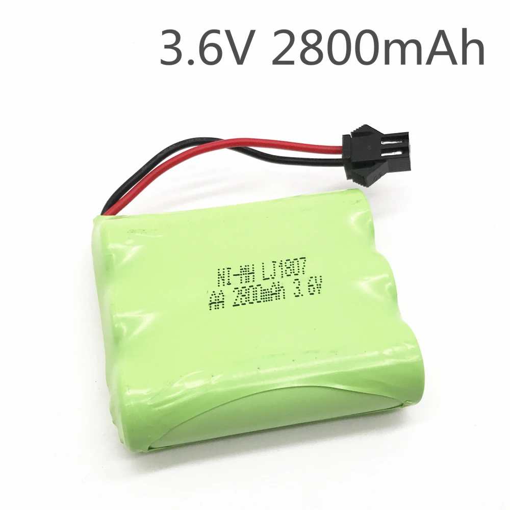 Batería de Ni-MH de 3,6 v, 2800mah, AA, NIMH, 3,6 v, para coche de juguete a control remoto, modelo de barco, batería de 3,6 V