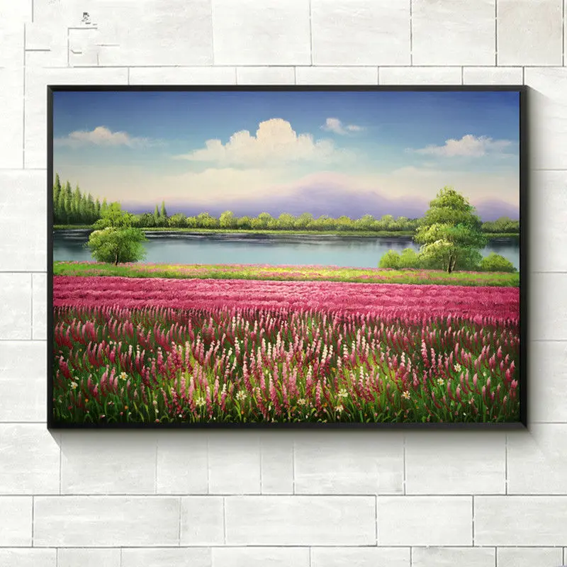 

Original Hand Painted oil Painting On Canvas Lavender Garden Landscape Wall Art Picture Home Decoration For Living Room