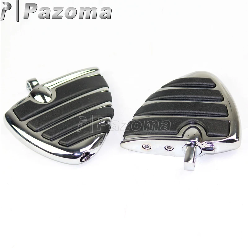 Pazoma Motorcycle Male Foot Pegs Chrome Billet Aluminum Rubber Mounting FootPeg Rests for Harley Dyna Sportster Touring Softail