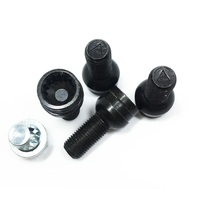 M14*1.5MM Black Steel Wheel Bolt & Lock Lug Nut Set With Key For Golf Jetta Bora Car Accessories