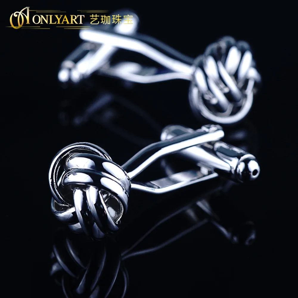 

Men Knot Cufflink Rhodium Plated Fashion Jewelry Knot Cuff Links For Men's Shirt Wedding Accessories
