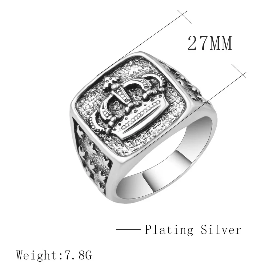 New Fashion King Queen Crown Signet Rings for Women Vintage Silver Color Carving Stars Ring Men Punk Party Jewelry Gifts 31073