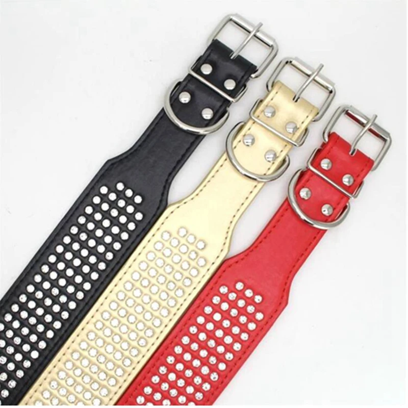 Strass In Pelle PU Dog Collari 5 Row Diamante Bling per Cani di Taglia Grande 5 cm di larghezza