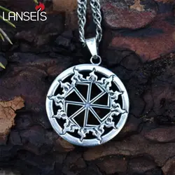 lanseis10pc Kolovrat Symbol Pendant Slavic Amulet men Neclace Pagan pendant Norse Jewelry slavic symbol