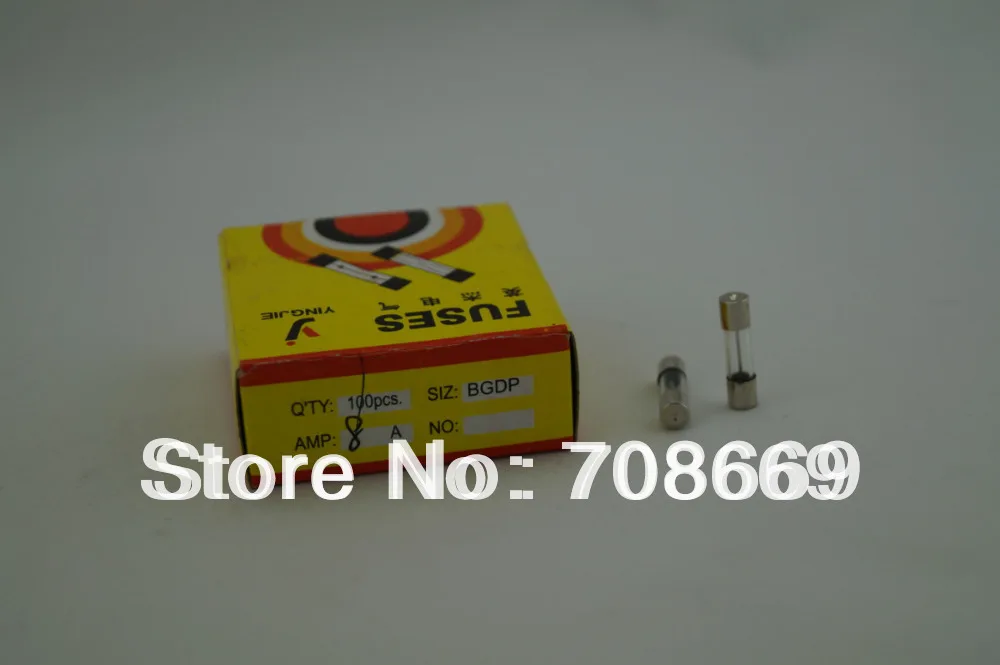 100pcs Fast Blow Glass Fuse, 5mm x 20mm 250V 8A