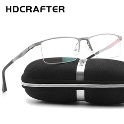 HDCRAFTER Men's Prescription Eyeglasses Frames Metal Optical Glasses Frame Brand Designer Clear Reading Glasses For Men Women