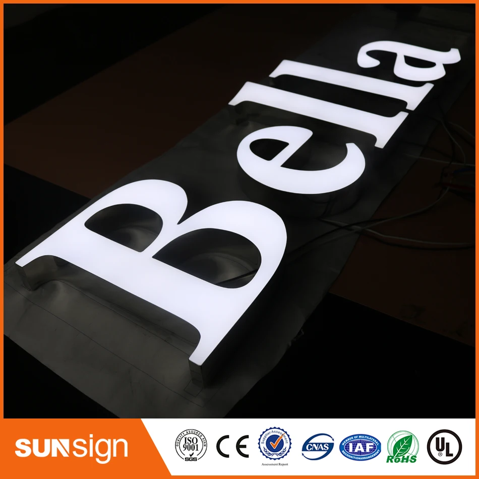 Letrero personalizado para cafetería, letras led acrílicas frontlit