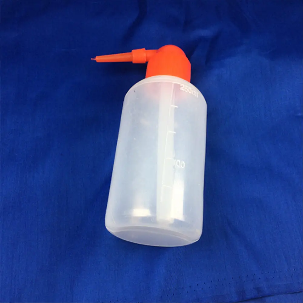 5pcs plastic wash bottle 250ml with calibration red head