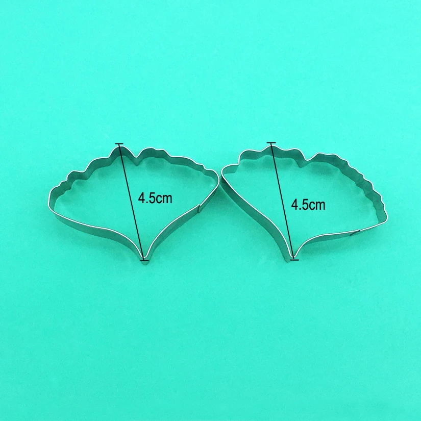 2 pcs/set Ginkgo Biloba Leaf Cutters Set, Stainless Steel Fondant Cake Cookie Cutters, Cake Decorating Tools