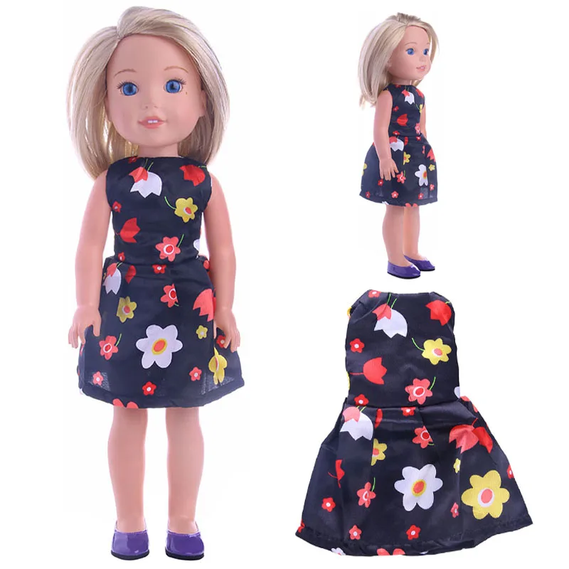 

New fashion flower dress For 14.5" wellie wishers doll (only clothes) n1318