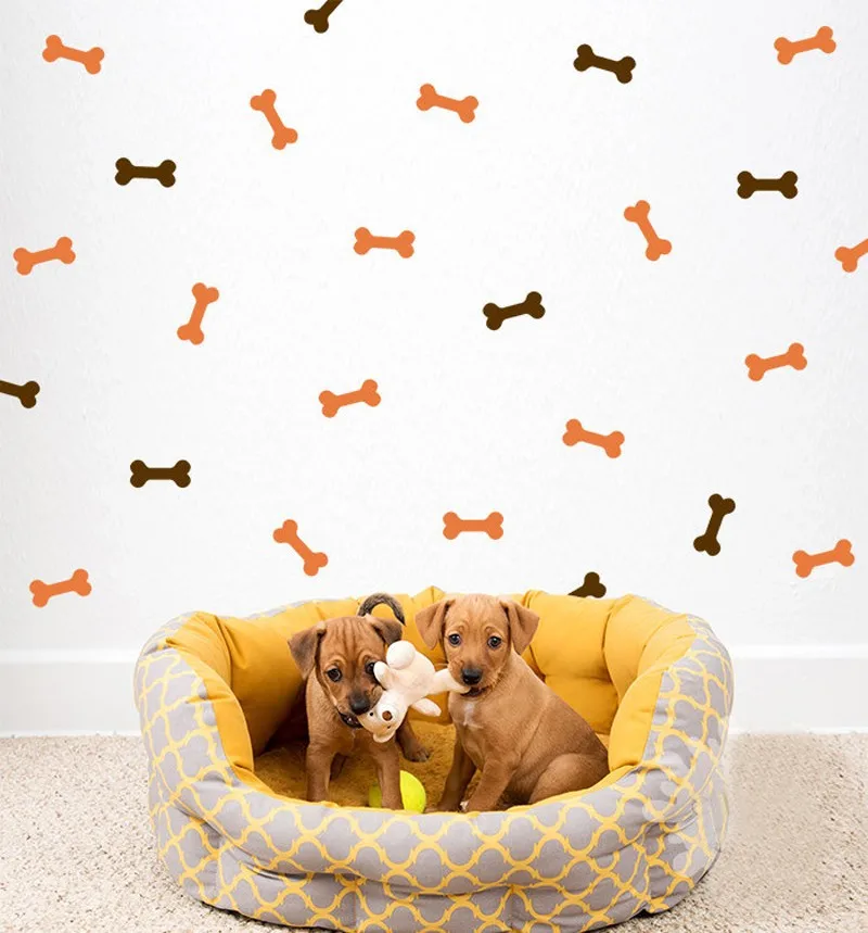 Removable DIY Wall Stickers 66pcs/set Dog Bone Vinyl Wall Decal Doggy Decor Pattern Poster Nursery Kids Bedroom Mural D406