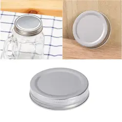 4pcs Sealing Metal Caps Leakproof Tin Lids Mason Jar Cover for Wide-Neck Jar Collection Bottle Glass Storage Bottle