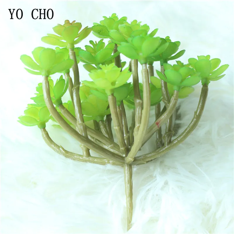 YO CHO 1PC Creative Artificial Succulent Grass Plant Green Fake Landscape Lotus Plants Flower DIY Garden Cactus Party Decoration