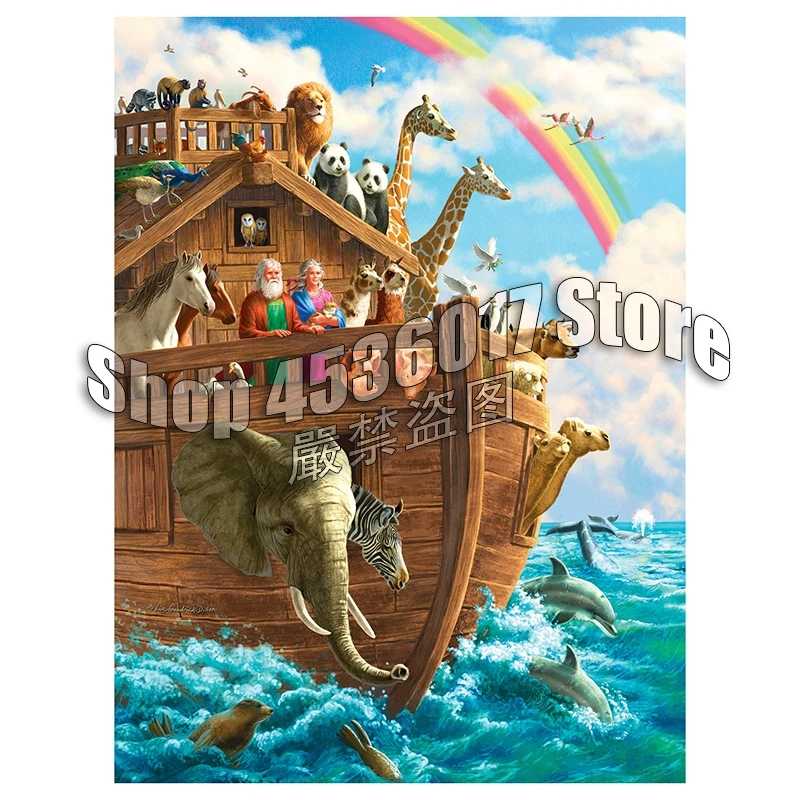 

Full Diy Diamond Painting Cross-Switch Religious Wild Life Noah's Ark 5D Diamond Embroidery Rhinestones Mosaic Decor Christmas