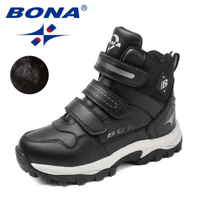 BONA New Classics Style Children Boots Round Toe Boys Winter Shoes Hook & Loop Girls Snow Boots Comfortable Fast Free Shipping