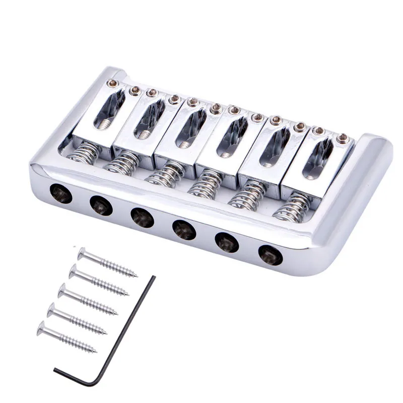 Chrome 6 String Fixed Hard Tail Hardtail Bridge for Electric Guitar Replacement