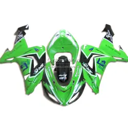 Free Custom Fairing kit for Kawasaki ZX 10R 2006 07 green 2007 06 Ninja zx10r decals black fairing TP59