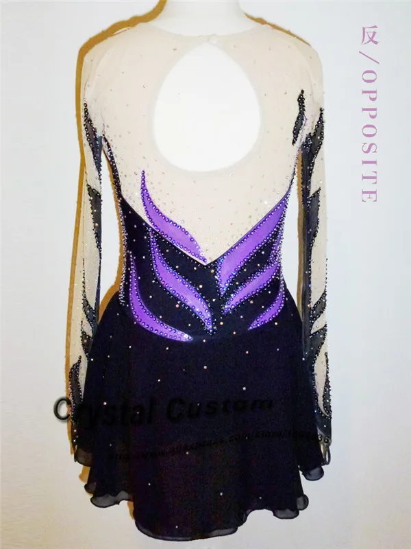 Purple Figure Skating Competition Dress Customized With Colorful Strips New Brand Ice Skating Dress  DR3142