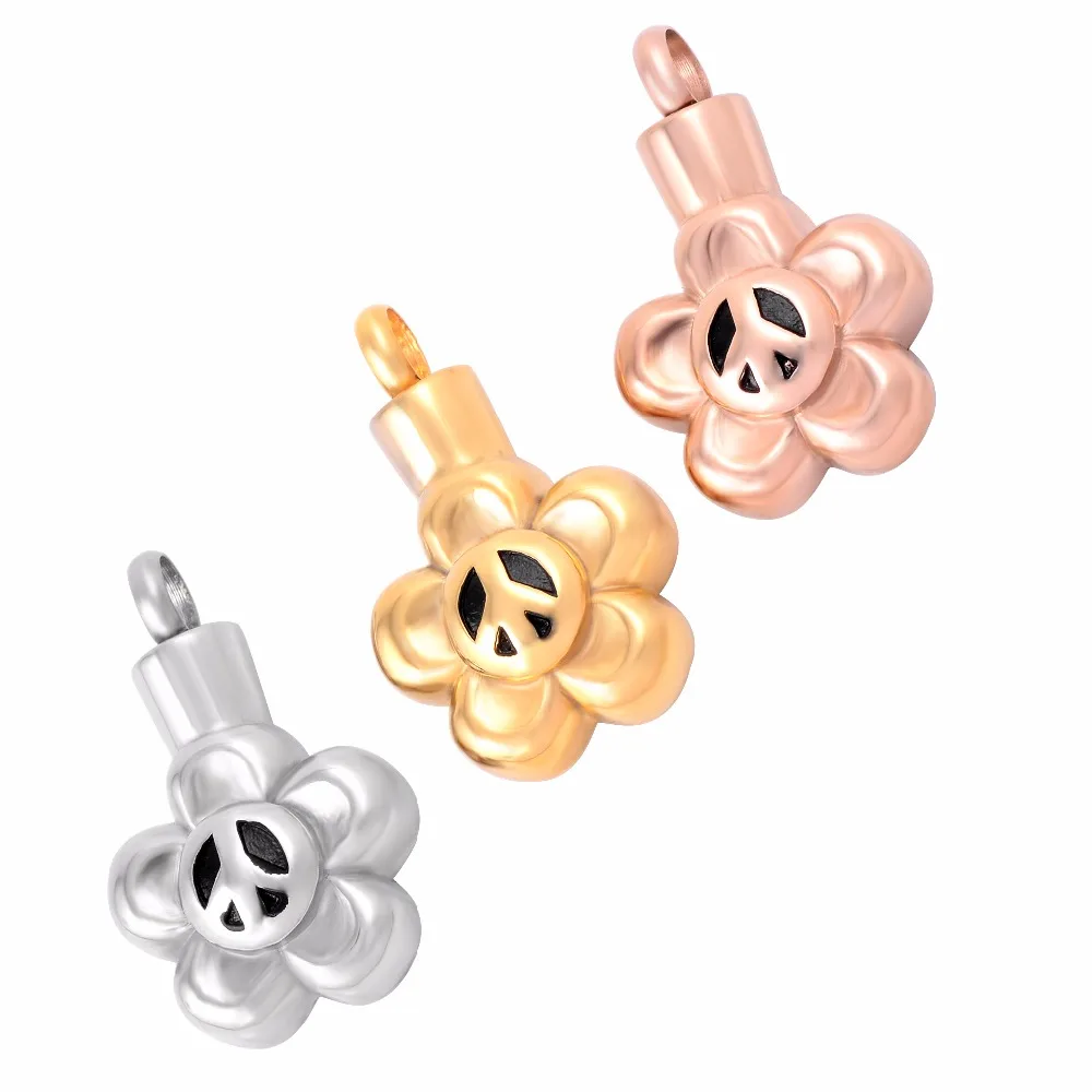 

IJD9643 Stainless Steel Flower Shape Memorial Ashes Pendant Necklace For Women/Men Keepsake Cremation Urn Jewelry With Funnel