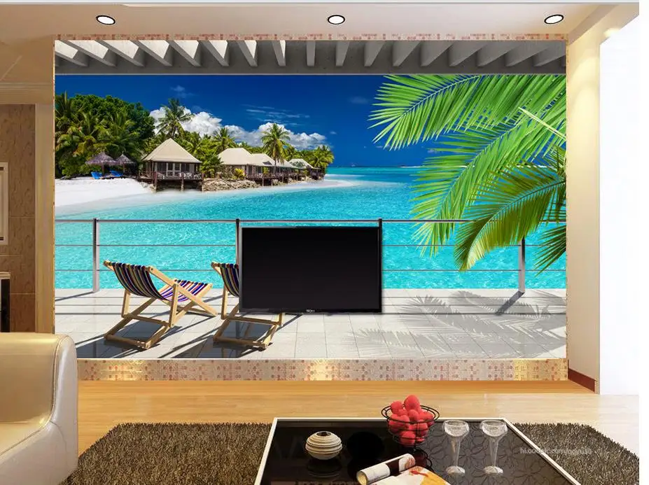 3d wallpaper nature Dream Ocean View balcony Photo wallpaper custom wallpaper TV setting wall of sitting room sofa