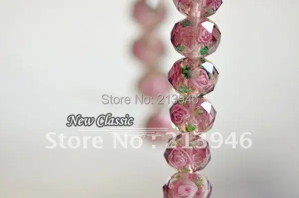 

10*8MM 96Pcs/Lot Wine Inner Flower Rondelle Crystal Lampwork Glass Loose Beads Jewelry Accessory Fittings