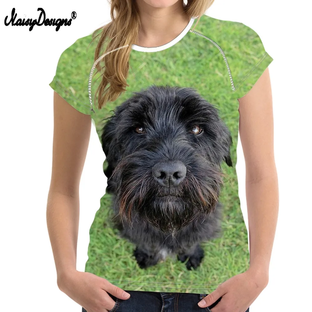 NoisyDesigns T-shirt Women Funny 3D Animal Dog Scottish Terrier Print Summer Short Sleeve TShirts Sexy O-Neck Harajuku Tee Tops