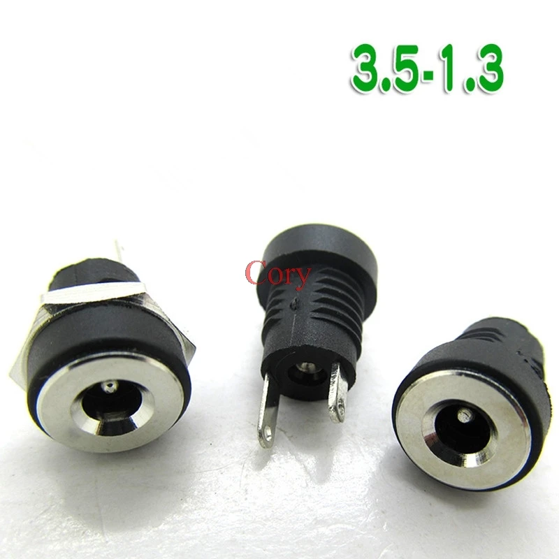 3A 12V For DC Power Supply Jack Socket Female Panel Mount Connector 5.5mm 2.1/2.5mm Plug Adapter 2 Pins 5.5*2.1 5.5X2.5 3.5-1.3