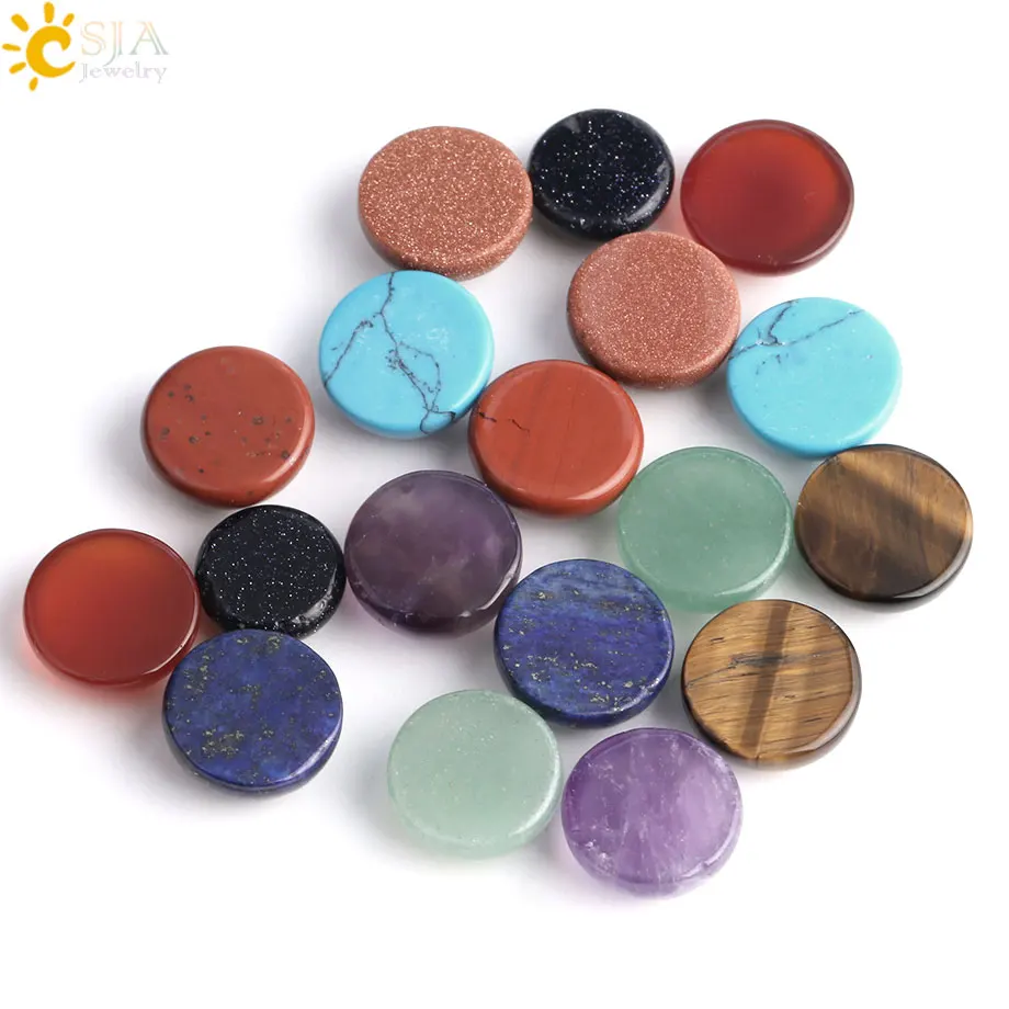 CSJA Natural Stone Cabochon 7 10 12 mm Round Dome Loose Beads for Women Men DIY Jewellery Making Rings Earrings Accessories G038