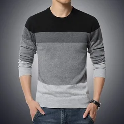 Casual Men's Sweater O-Neck Striped Slim Fit Knittwear 2023 Autumn Mens Sweaters Pullovers Pullover Men Pull Homme M-4XL