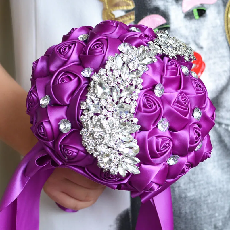 Gorgeous Crystal Wedding Boeket Rode Broche Boeket Bruiloft Accessoires Bruidsmeisje Kunstmatige Bruiloft Bloemen Bruidsboeketten