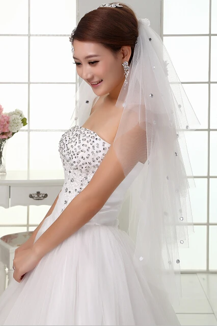 Pretty Cheap!! 2016 new bride one-layer white 1.5 meters Short bridal veils female Korean Accessories free shipping