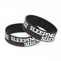 1PC Black Sleeping With Sirens Band Silicone Bracelets&Bangles Wide Tendy Popular Silicone Wristband Classic Band Gifts SH197