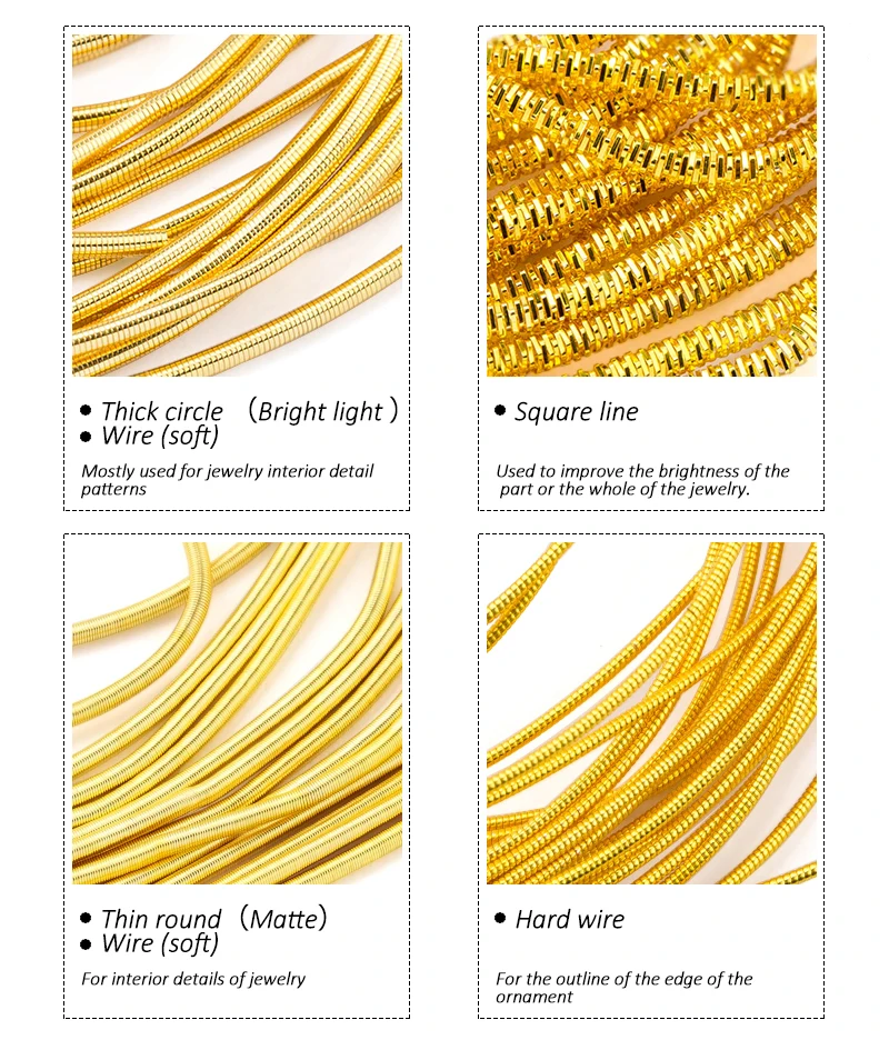 Großhandel 10g/Los Kupfer-Hartdraht für Stickabzeichen, französischer Bullion-Draht, DIY-Handgemachtes Schmuckzubehör – Detail 2