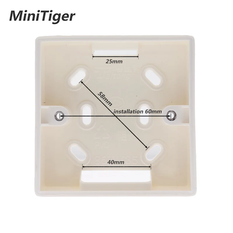 Minitiger External Mounting Box 86mm*86mm*34mm for 86mm Standard Touch Switch and Socket Apply For Any Position of Wall  Surface