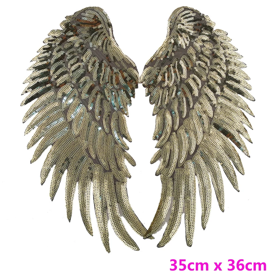 6Color Gold or Silver wings Garment Accessories Sequins Embroidery Patch for T-shirt DIY Design Accessories Badge