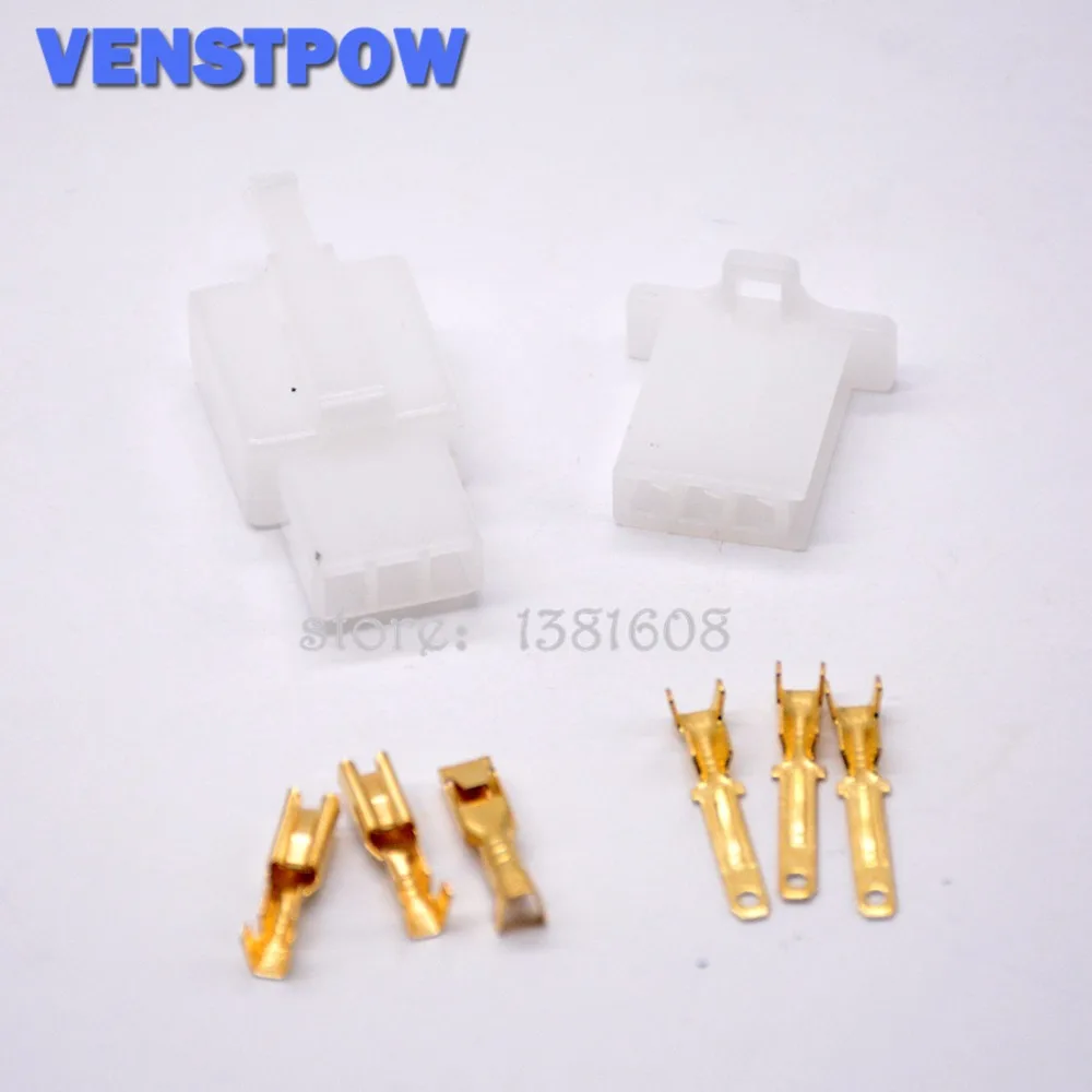 

10 sets/lot 2.8mm Connector 3 pin Auto Electrical Wire 2.8 Connector Kits Male Female Socket Plug for Motorcycle Motorbike Car